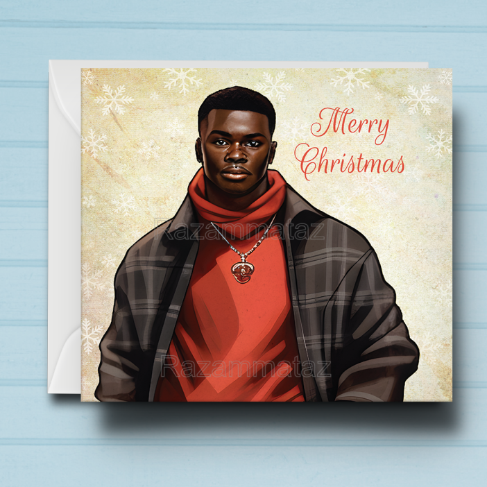 Black Man H Christmas Card